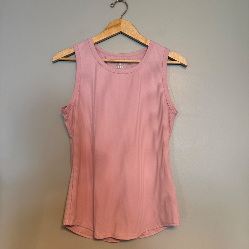 32 Degrees Cool Womens Pink Ribbed‎ Knit Tank Top Sleeveless Crew Neck Size S